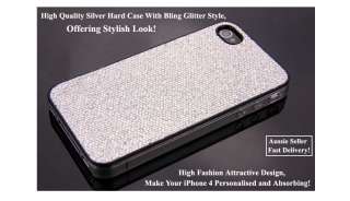 HQ Silver Bling Glitter Hard Case Cover Skin 4 iPhone 4  