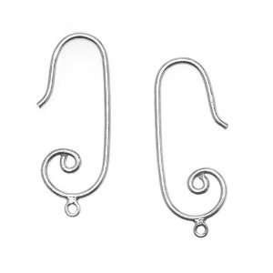  Sterling Silver Whimsical Spiral Earring Hooks Kidney Wires 