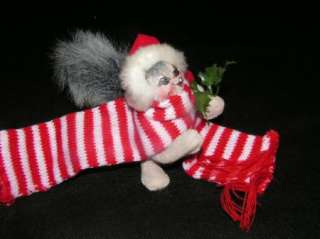   Mobilitee Dolls Christmas Squirrel w/Striped Scarf & Holly #4904