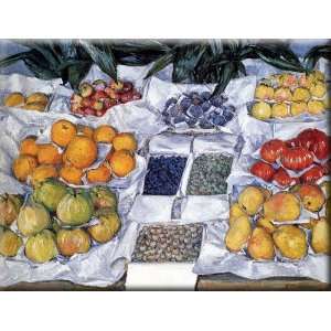 Fruit Displayed On A Stand 16x12 Streched Canvas Art by Caillebotte 
