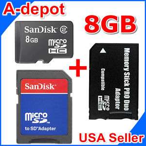 8GB SANDISK MICROSD MEMORY STICK PRO DUO FOR SONY PSP  