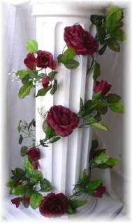 WINE BURGUNDY Silk Roses Garland Wedding Arch Decor  