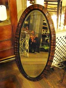   Large Wooden Wood Oval Tiger Oak Wall hanging Mirror 45 x 23  
