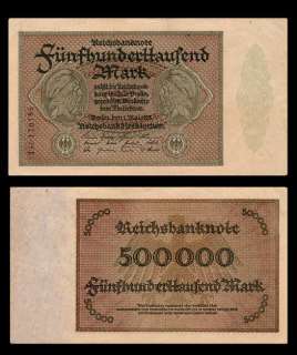500,000 MARK Banknote GERMANY 1923   Inflationary   EF  