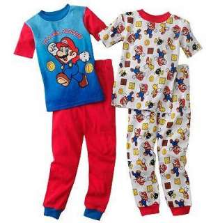 Super Mario Pajamas pjs Shirt Pants Size 6 8 10 12  