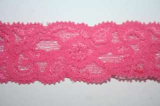 yd Bubblegum Pink Stretch Galloon Lace Headband 1.25  