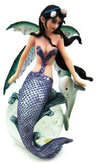 Lavender Mermaid Bubble Fairy Figure W/ Dolphin  