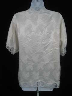 EVE STILLMAN COUTURE Cream Short Sleeve Lace Shirt S  