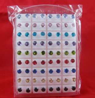 WHOLESALE 36 pairs Round zircon Earrings Studs 8 color  