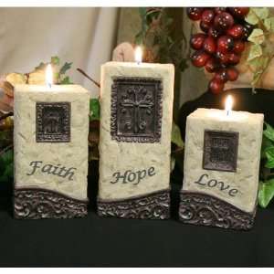  Faith, Hope, Love Candle Holder Set 