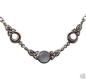 Sterling Silver Moonstone Moon Necklace Wicca Jewelry  