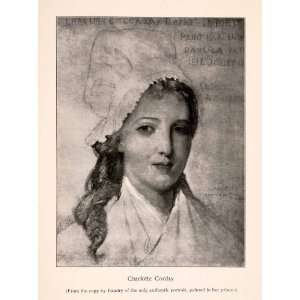 1899 Halftone Print Charlotte Corday French Revolution Portrait Ange 