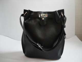 Black Womans PU Leather Shoulder Handbag Tote H05  