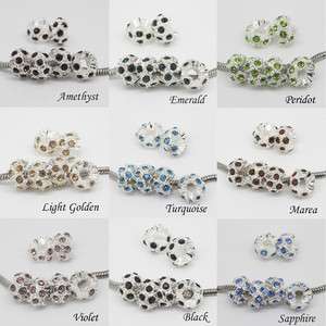WHOLESALE CRYSTAL SILVER SPACER BIG HOLE CHARM EUROPEAN BEADS JEWELRY 