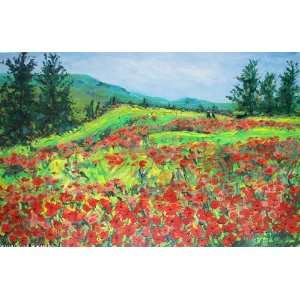   36 Inches x 26 Inches   field of poppies in corsi