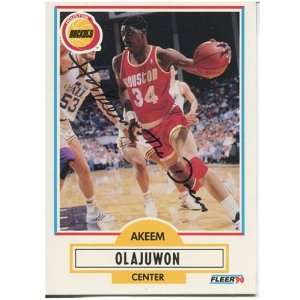  Akeem Olojuwon Autographed/Signed 1990 Fleer Card Sports 