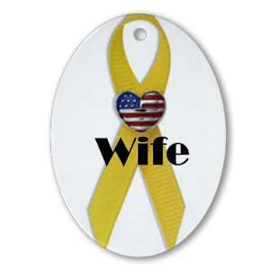  Military Backer Wife (Yellow Ribbon) Oval Ornament