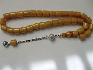 GREAT OTOMAN APRICOT COLOR AMBER BAKELITE FATURAN  PRAYER BEADS  