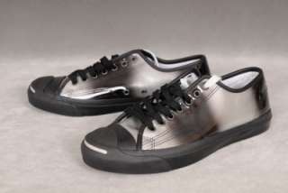 Converse Jack Purcell Silver & Black Leather Sneakers   Mens Size 8 