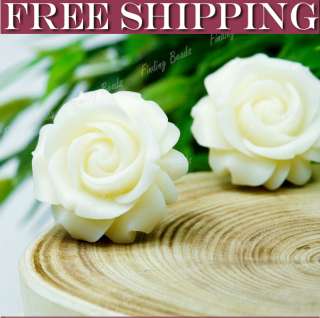 Ivory White Rose flower resin cabochon cameo wholesale  