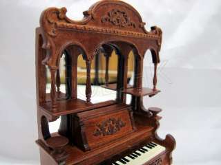 Carved Organ with stool for 112 scale doll house finish in walnut 
