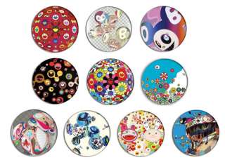 TAKASHI MURAKAMI pop art pin Button BADGE/ MAGNET SET  