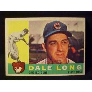  Dale Long Chicago Cubs #375 1960 Topps Autographed 