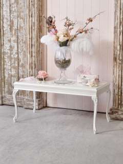 8565   Shabby White Chic Coffee Table with Louis XV Legs
