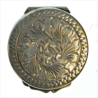   Coin Silver 835   Ornate Engraved Flower   Pill Box   (8857)  
