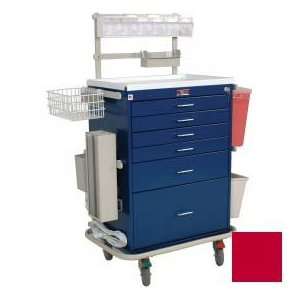   Drawer Anesthesia Cart Key Lock Deluxe Package, Red 
