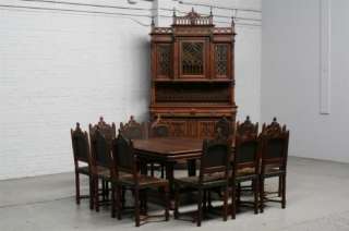 Gothic Dining Room Complete 14 Piece Set with 12 Chairs  
