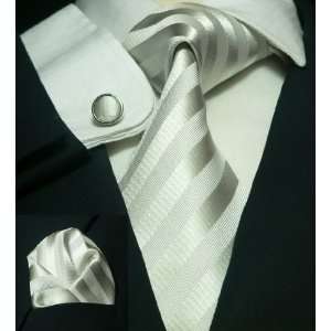  Mens Stripes White 100% Silk tie Set TheDapperTie 27A 