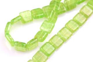 25 Wheat Grass Green Chicklet Square Beads 8MM  