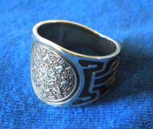 Taxco Aztec Calendar Sterling Silver Ring .925 NEW  