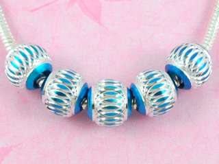 100 Cute Bulk Lots ALUMINIUM Beads Fit Charm Bracelet . Choose Colour 
