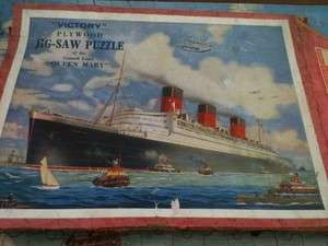 QUEEN MARY Cunard Ocean Liner JIGSAW PUZZLE Victory Biplane WWII Ship 