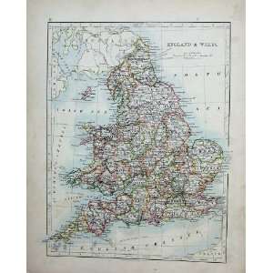  Johnston World Maps 1895 Europe England Wales Physical 