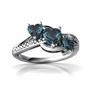    14K White Gold Heart Created Alexandrite Ring Size 9 Jewelry