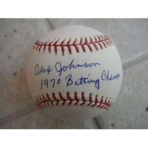  Alex Johnson Autographed Baseball   1970 Batting Champ 