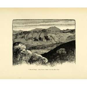 1890 Wood Engraving Jebel Haroun Holy Mountain Petra Jordan Ruined 