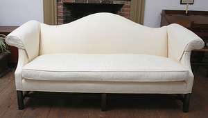 TRADITIONAL CAMEL BACK SOFA OFF WHITE QUILTED FABRIC  