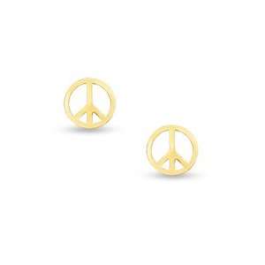  14K Gold Peace Sign Stud Earrings STUD EARRINGS Jewelry