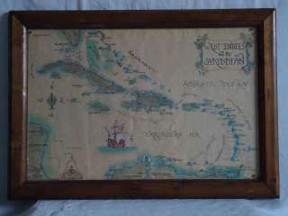 West Indies and the Caribbean Framed Map *Islands *Atlantic Ocean 