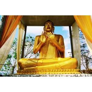  Sitting Buddha Statue at Wat Phnom Sampau by Jane Sweeney 