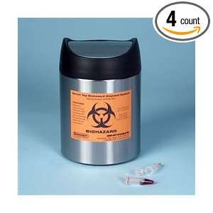 Bench Top Stainless Biohazard Waste Disposal Can, cs/4  