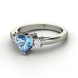  Spark My Heart Ring, Heart Blue Topaz Platinum Ring with 