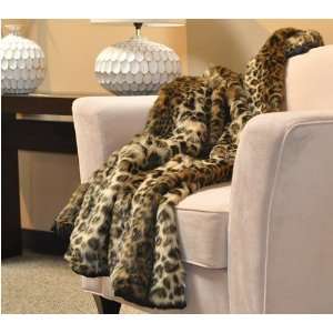  Ocelot Faux Fur Animal Print Throw with Rich Black Faux 