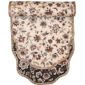    60 inch Black & Tan Floral Quilted Table Runner