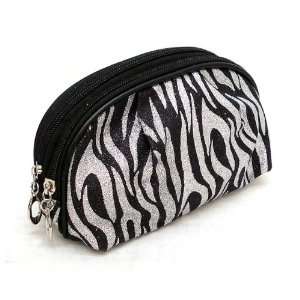   Inspired Zebra Black Cosmetic Bag Zip Top Gift Item 