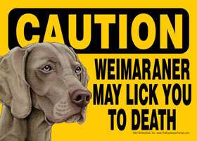Funny Dog Sign Caution Weimaraner 5x7 magnet SIGN  